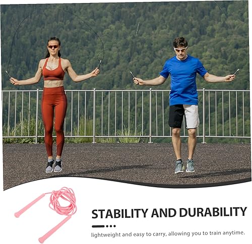 Miniatura 7 de Cuerda de saltar de velocidad ajustable para fitness y ejercicio, cuerda de saltar rosa para mujeres y hombres, coordinación de agilidad y