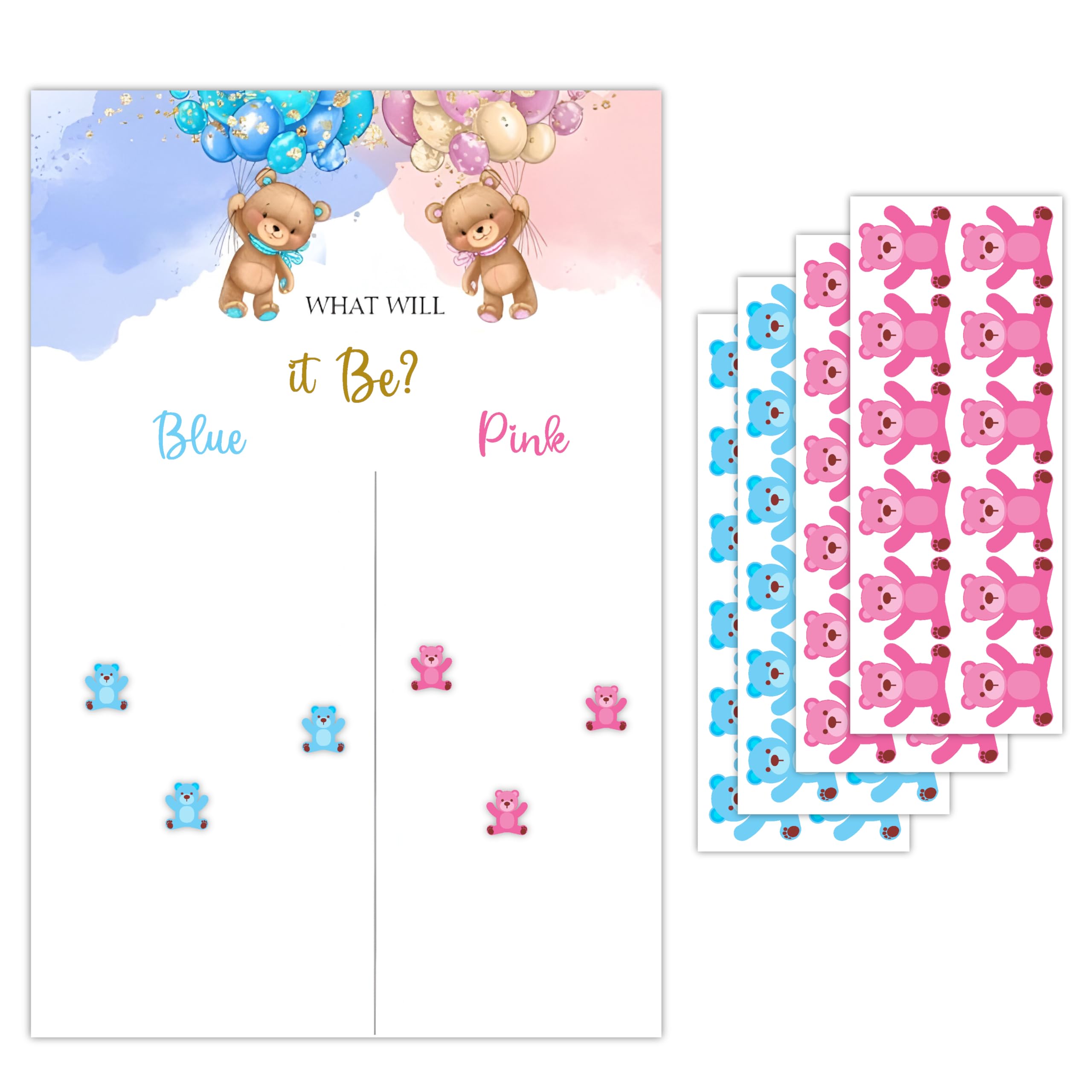 woopme Baby Shower Funny Game Poster with Stickers | Teddy Bear Themed Guest Game | A3 Size Party Decoration Poster (50 Pcs Stickers)-image-18