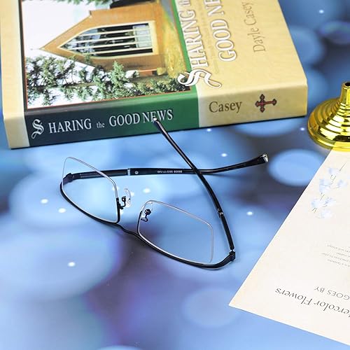 Miniatura 4 de LifeArt Lentes de lectura sin montura de aleación, lentes de bloqueo de luz azul, antifatiga ocular, anteojos para juegos de computadora, gafas de