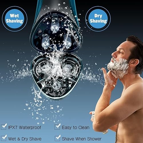 Miniatura 7 de Snapbuy - Maquinilla de afeitar eléctrica para hombres, Snapbuy Pro of Father, afeitadora giratoria de cabeza flotante 4D, afeitadora eléctrica