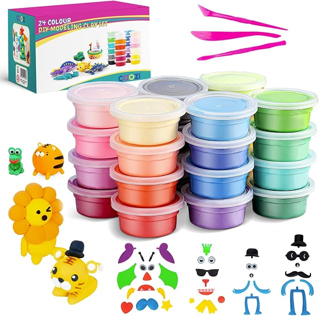 COOZI Modelling Clay for Kids  Magic Clay for Kids Non-Toxic & Safe to Use | Best Gift or Present for Kids | Fun & Educational DIY Arts and Crafts Dry Clay Modelling kit for Kids