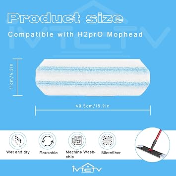 5-Pack Replacement Mop Pads for O-Cedar H2prO/ Vileda H2prO Flat Mop System | Washable Reusable Microfiber Pads