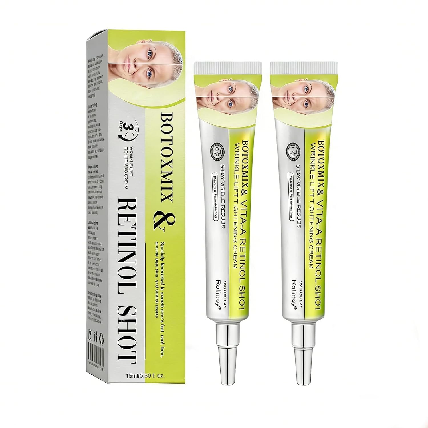 Generic 2 PCS Botoxmix & Vita-A Retinol Shot Wrinkle-Lift Tightening Cream, Natural Anti Wrinkle cream - Pore Minimizer, Wrinkles & Fine Lines for All Skin