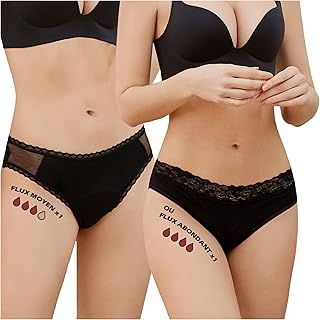 Majtki menstruacyjne Bambus Oeko Tex Obfity przepływ = 3 pady + woreczek do prania, bardzo chłonne i zmywalne, majtki menstruacyjne dla kobiet nastolatków, stop higieniczny ręcznik / czarny rozmiar S