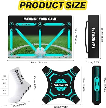 Soccer Training Mat With Technique Video Soccer Training Equipment Includes Football Trainer And Grip Socks Soccer Gifts Improve Coordination Anti-Slip Silent Absorption Mat For Footwork Training