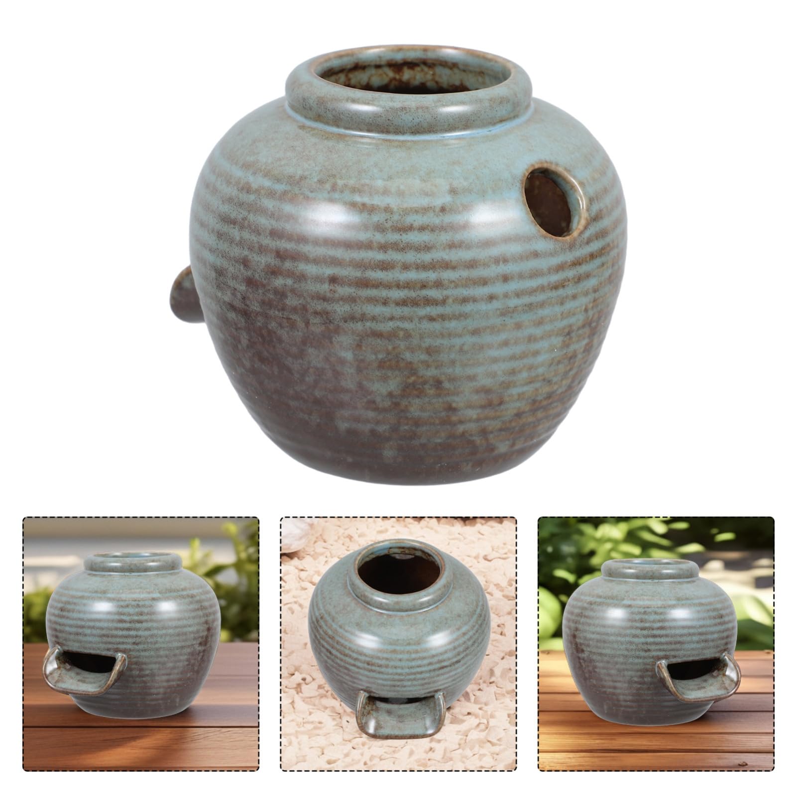 Fontaine Céramique pour Aquarium Système De Circulation Jarre Décorative pour Intérieur Et Extérieur Intégration De Plantes Hydroponiques Design Cascade Naturel