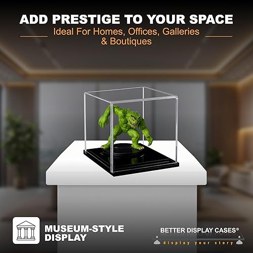 Vista 618 de Better Display Cases Versátil vitrina de acrílico transparente - Caja rectangular grande con base blanca 18" x 12" x 3" (BK09)