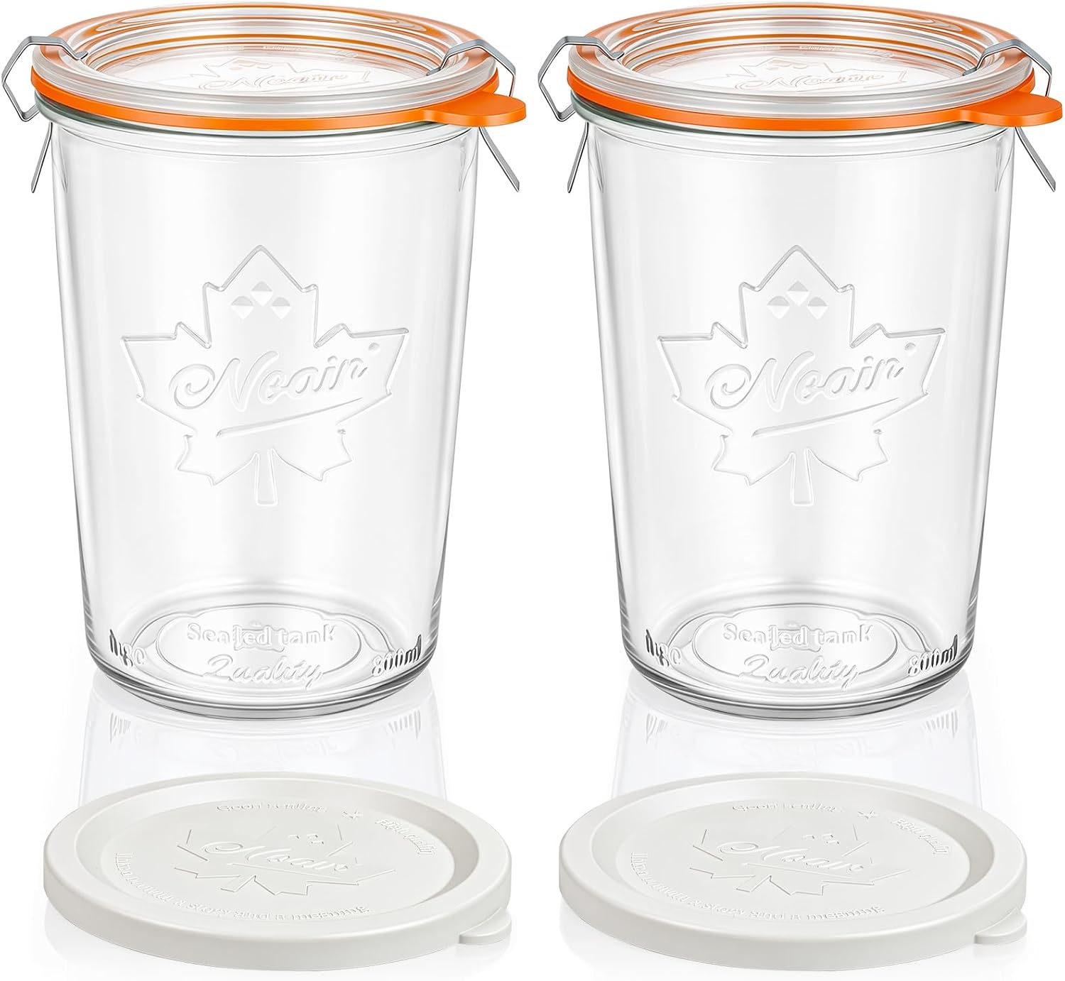 Sourdough Starter Jars 27 oz 2 Pack, Canning Jars with Glass & Plastic Lids