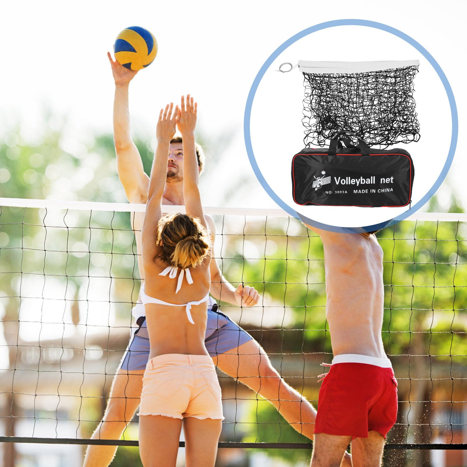 Alipis Filet Maille Fine, Facile à Installer Polyester Noir de Volley-Ball Portable, Filet de Beach-Volley pour Jardin et Plage, pour Badminton et Tennis