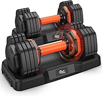 LifeOG 2026 Adjustable Dumbbells Set of 2: 5-25lbs Each (50lbs Total), Quick 1-Second Adjust, Anti-Slip Grip & Storage Box for Home Gym Men Women