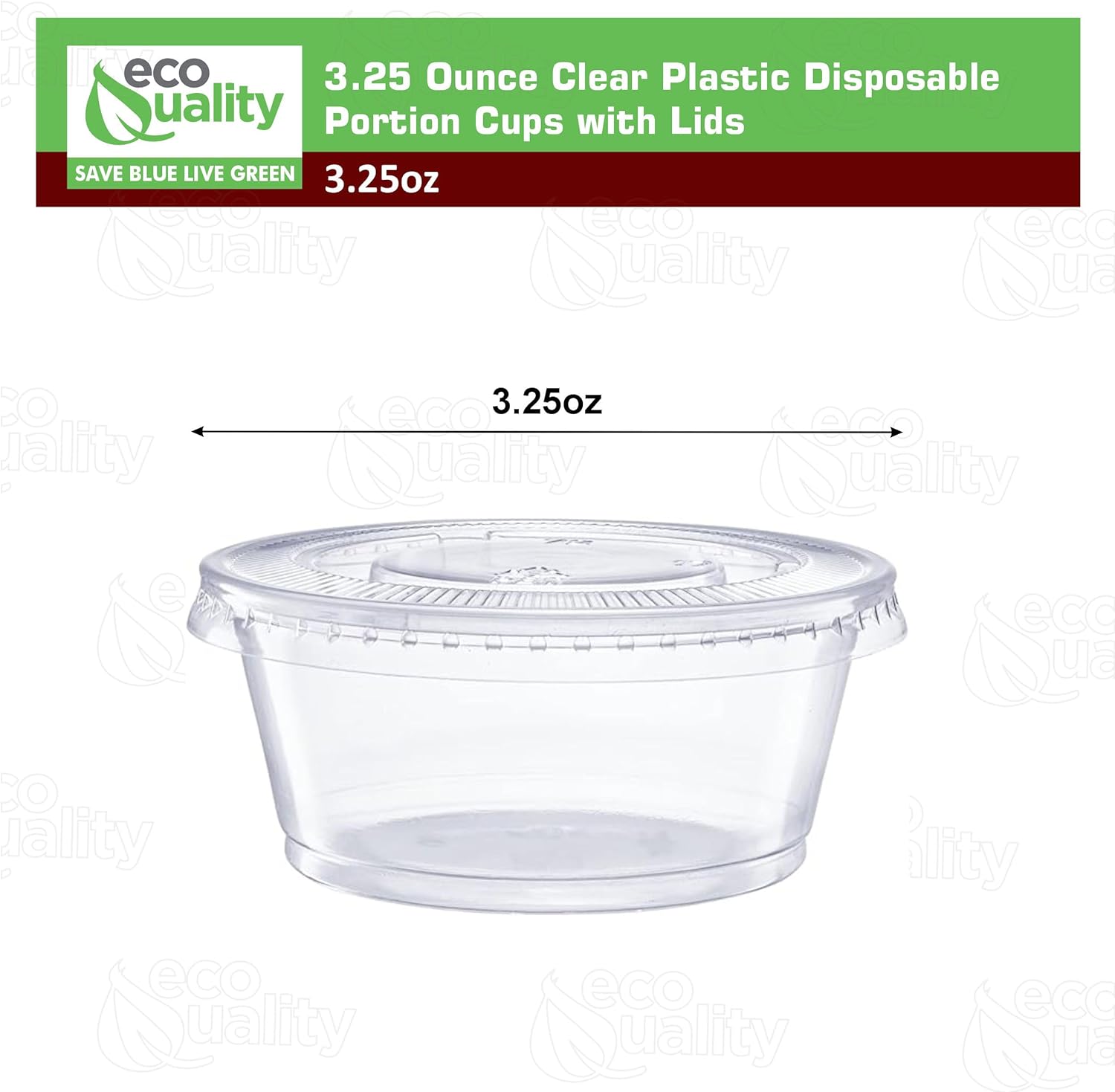 EcoQuality 3.25 Ounce Clear Plastic Disposable Portion Cups with Lids 900 Pack, Jello Shot, Souffle Cups, Condiments, Sampling Cups, Complements (3.25 oz)