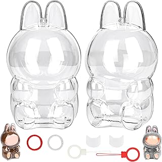 2-Pack Clear Protective Cases Compatible with LABUBU Have A Seat-with Independent Hanging Kit & Dual Stabilization Tape