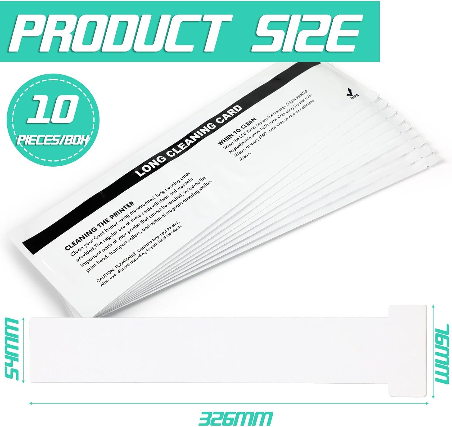 Feifeiya Cleaning Card Kit, Set of 10 Cleaning ID Card Printer Cards, Daily Maintenance with Clean Kit to Keep Printing Performance