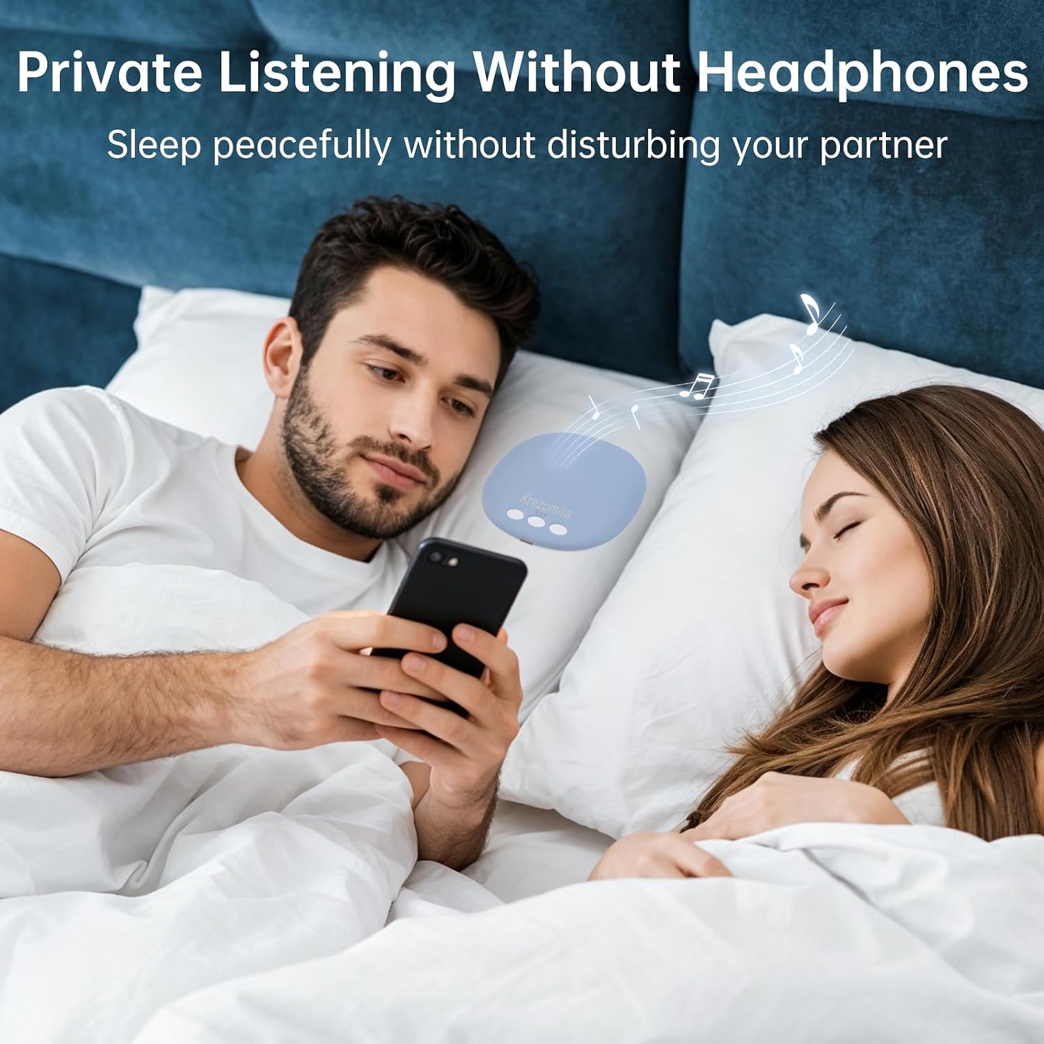 Pillow Speaker for Sleeping, Ultra-Thin Portable Bluetooth Under Pillow Speaker with White Noise Machine,Wireless Sleep Aid, Stereo Sound, Auto-Off Timer for Side Sleepers, 12H Playtime image 2