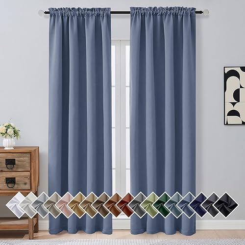 Miniatura 151 de OVZME Cortinas opacas turquesa para tratamiento de ventanas pequeñas, cortinas cortas con bloqueo de luz para ventana de cocina sobre el fregadero,