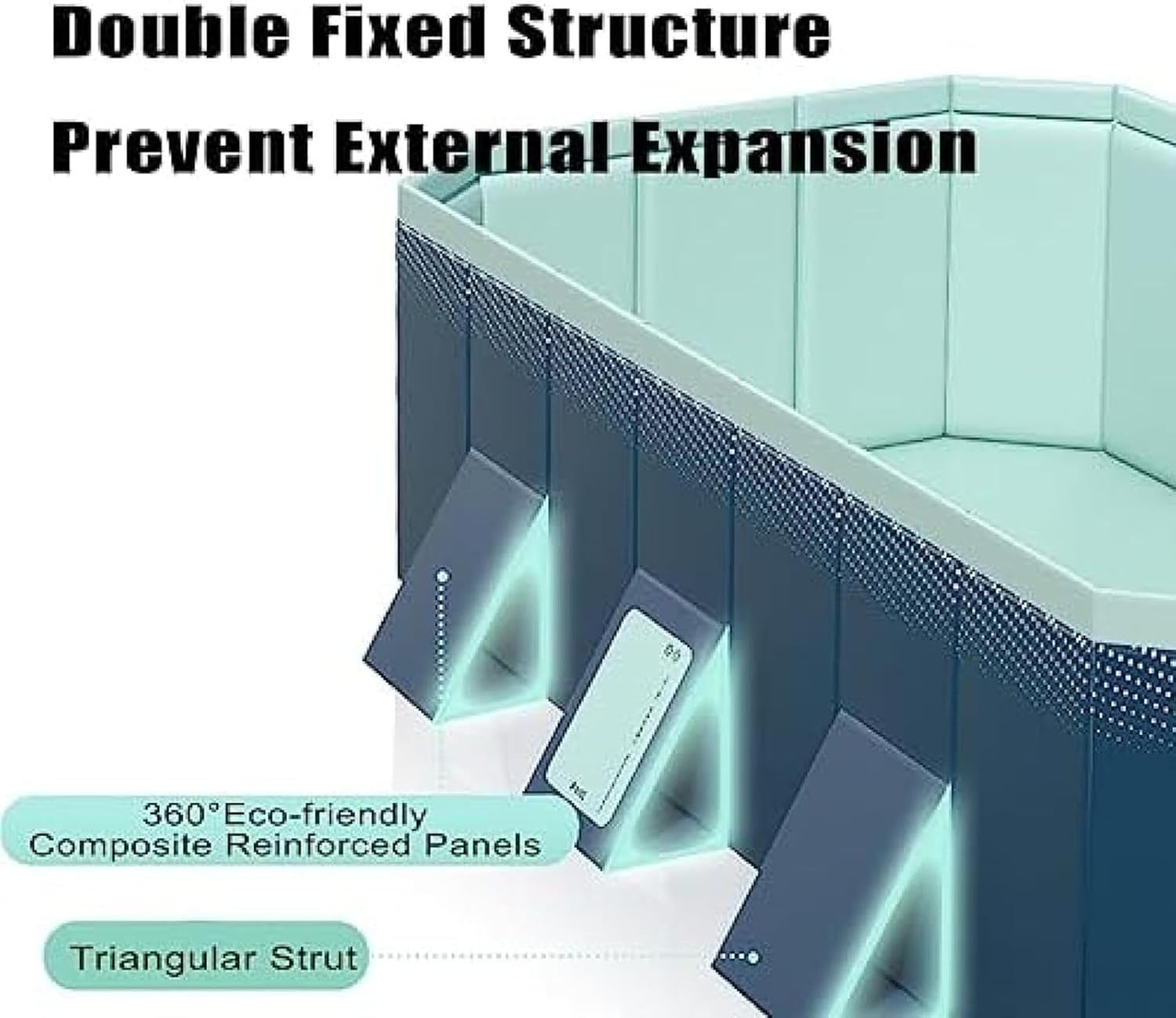 Large Outdoor Folding Rectangular Summer Pools, Above Ground Pool Comes, Non-Inflatable Pool, for Outdoor Garden,Blue,260cm