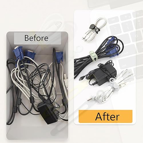Miniatura 5 de Organizador de Cables de Datos, NUEVAS Bridas Elásticas de Silicona 2026, Bridas de Cable Reutilizables Organizador de Gestión de Cables
