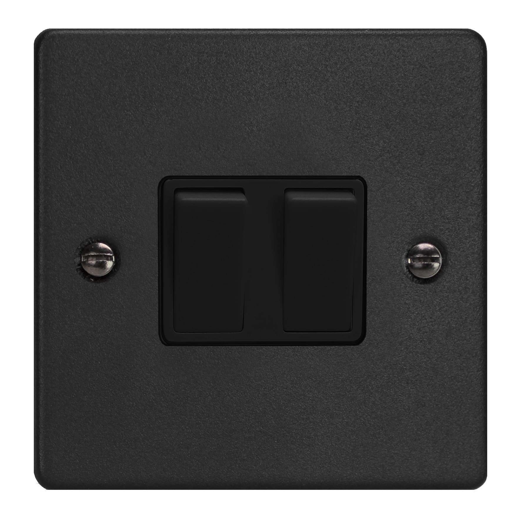 Varilight 2-Gang 10A Intermediate Rocker Switch Matt Black
