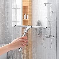 Vista 6 de Escobilla de ducha y escobilla de ventana, acero inoxidable, 100% libre de rayas, limpiador para puertas de vidrio, espejos del hogar