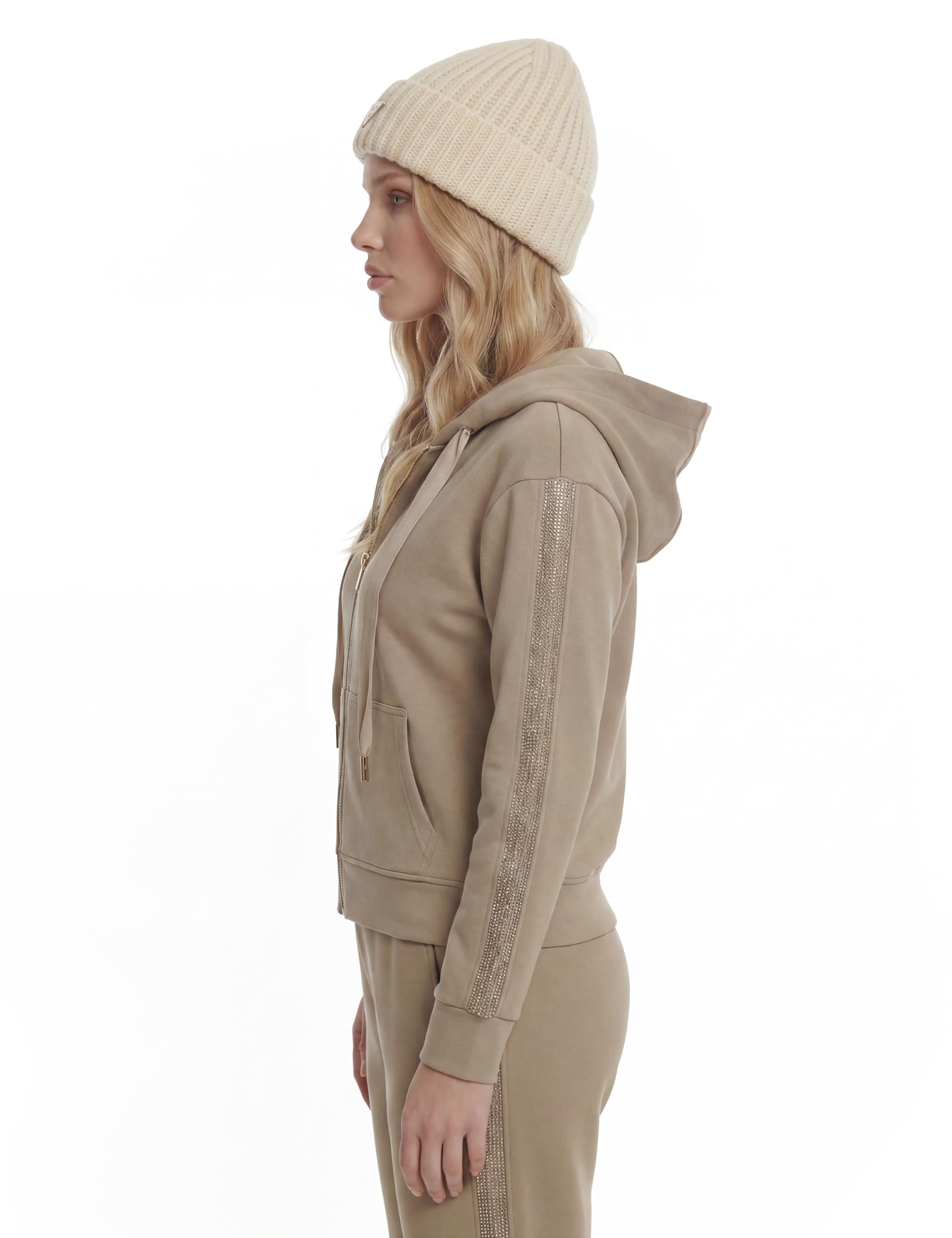 Guess Donna Felpa Full Zip Hooded Victoire Scuba Zipp