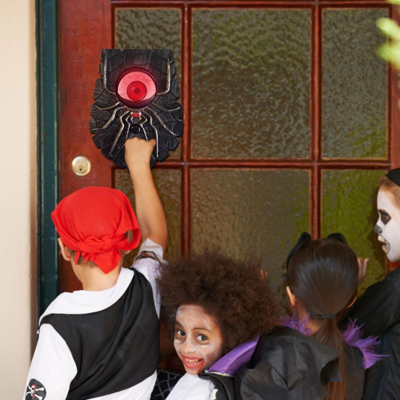 Pająk Halloween Dzwonek do drzwi Halloween Dzwonek do drzwi Pająk Dekoracja Pająk Niespodzianka Straszne migające diody LED Ozdoba dekoracyjna, prezent, akcesoria z upiornym pająkiem do wnętrz, ścian,