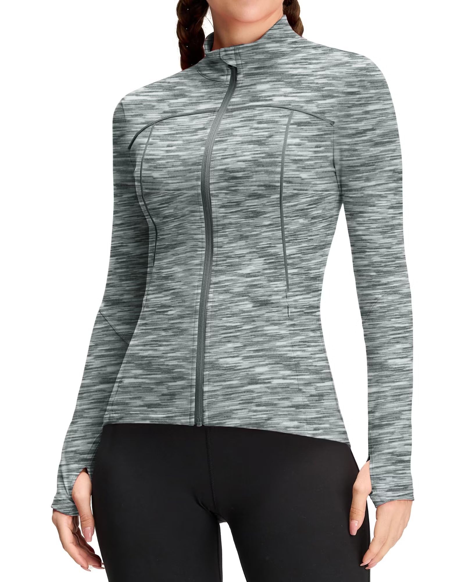 QUEENIEKE Women's Running Jacket Breathable Lightweight Sports Jacket Zipper Workout Jacket with Pocket for Yoga Fitness