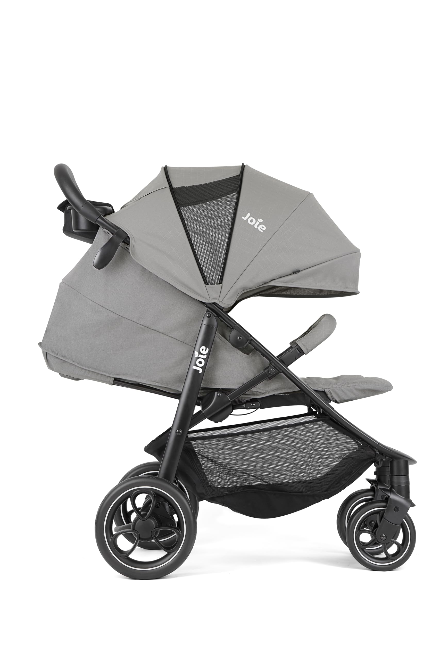Poussette de marque Joie. Modèle Buggy & Sportwagen Litetrax bis 22 kg Belastbar mit Schieber-Ablagefach & Regenschutz - Pebble
