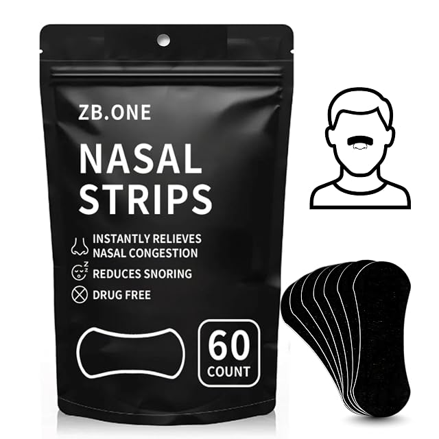 ZB ONE Extra Strength Nasal Strips 60 Count Nose Strips for Breathing and Snoring Breath Strips for Instant