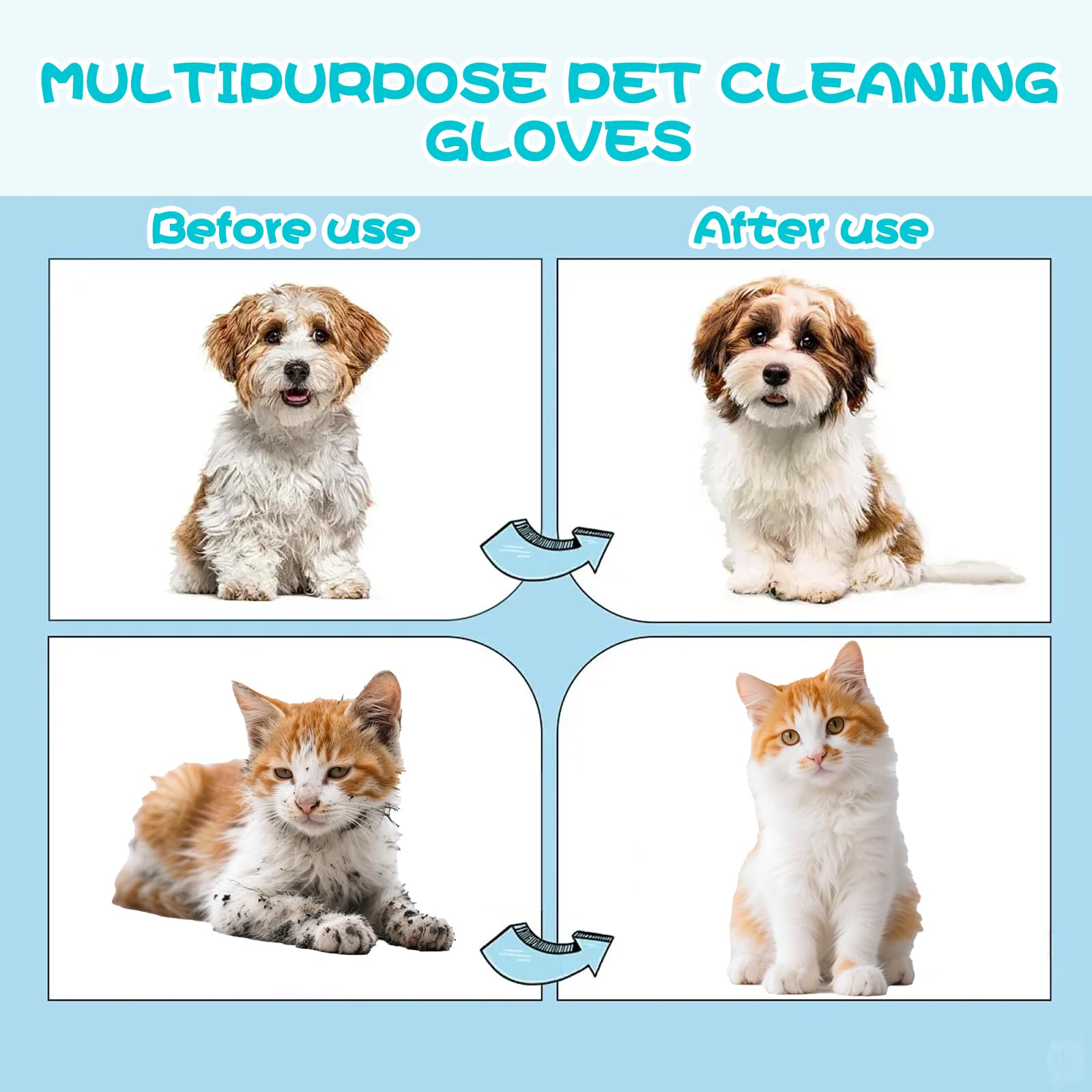 Lingettes Gants Hypoallergéniques Pour Chien Et Chat - Nettoyage Sans Rinçage, Pratiques Et Douces