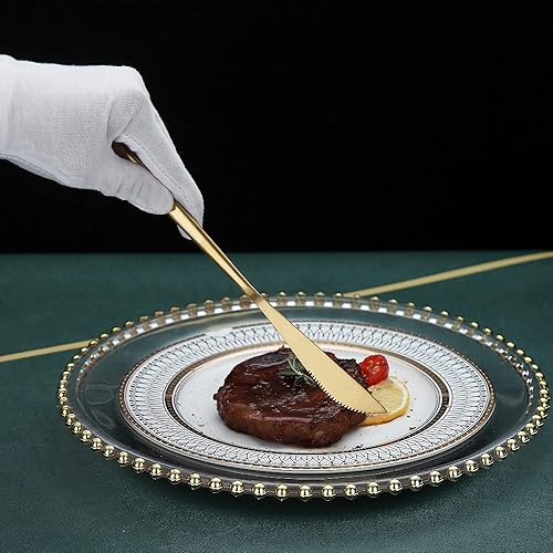 Miniatura 5 de HOMQUEN Cuchillos de cena, 6 piezas, cuchillo de cena de acero inoxidable dorado mate, cuchillo de mantequilla resistente, cuchillos de mantequilla