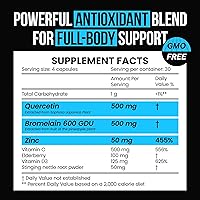 Vista 2 de Cápsulas de quercetina con bromelina de 500 mg, apoya la respuesta inmunológica, la comodidad de las articulaciones y el bienestar general