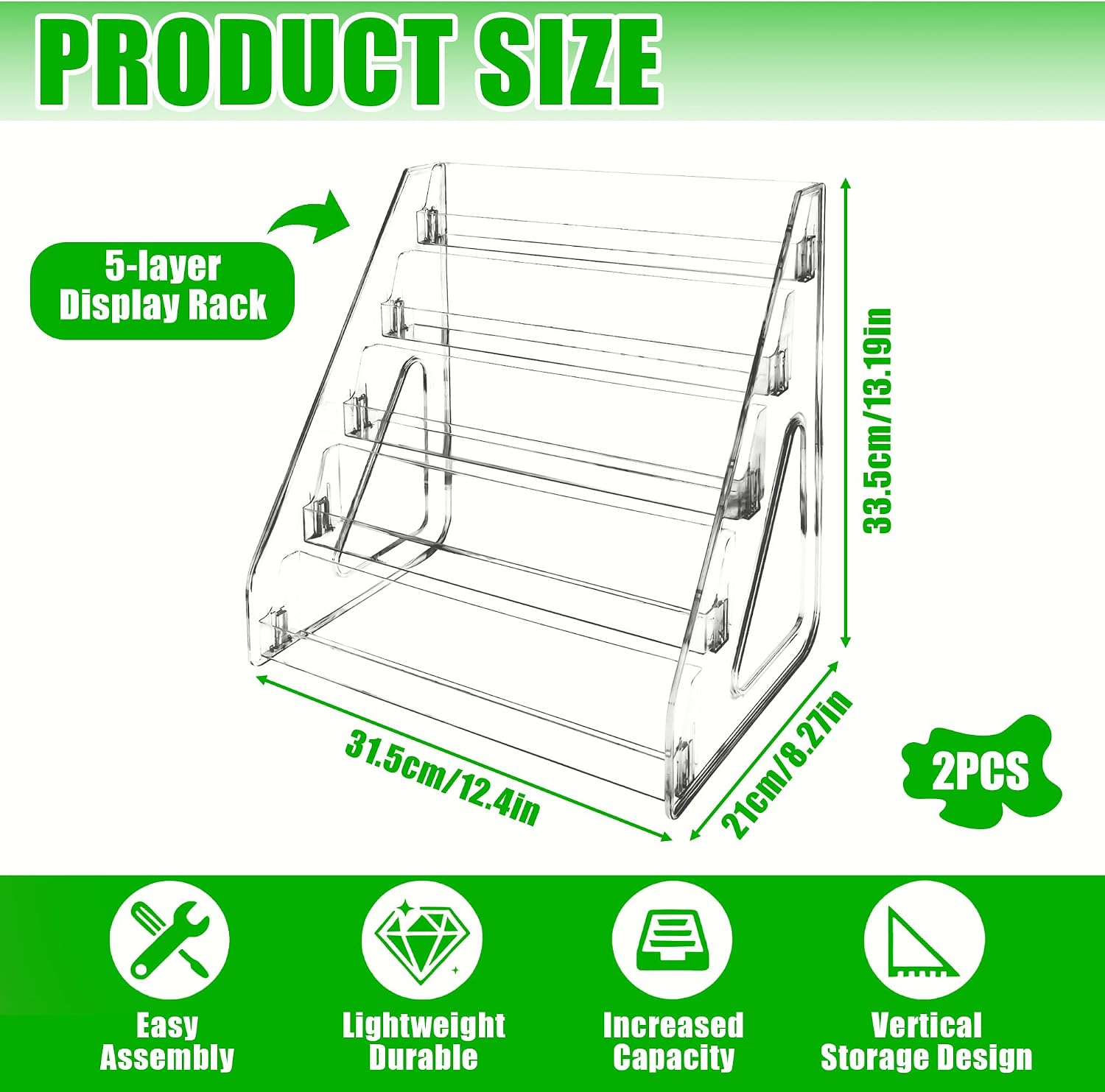 5 Tiers Acrylic Bookmark Display Stand Clear Sticker Holder Display Rack