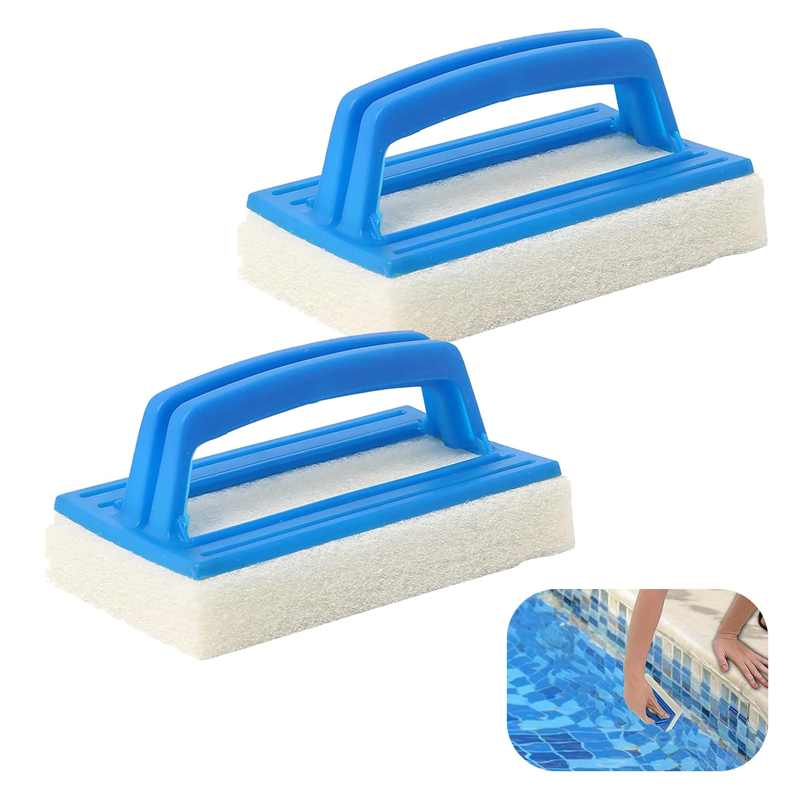 Vueinrg 2 x Sponge Water Line Brush, Swimming Pool Cleaning Brush Plastic Brush for Cleaning Swimming Pools Spa