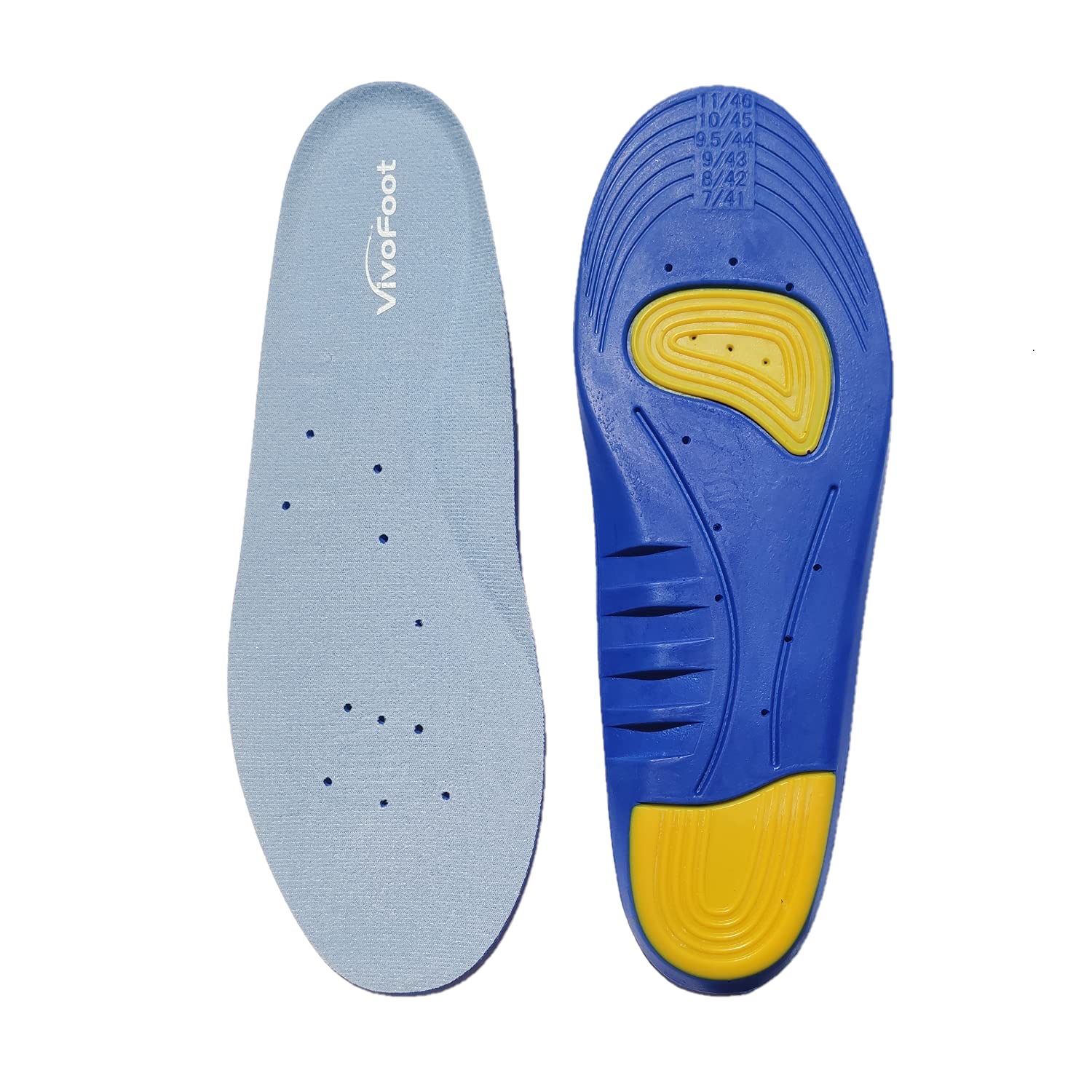 VivoFoot Memory Foam Full-Length Shoe Inserts, Comfort & Athletic Insoles for Men & Women (S: UK 3-7, EU 35-41)