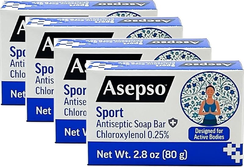 Sabonete em barra Asepso Clean Sport – Pacote com 4 unidades de 80 g