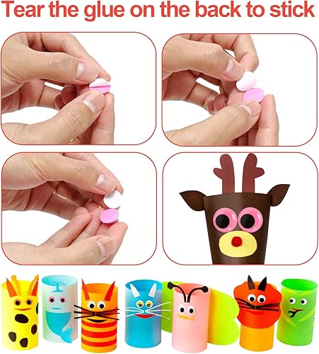 Miniatura 3 de 1650pcs Googly Eyes autoadhesivas para manualidades, calcomanías para manualidades que se mueven con varios colores y tamaños para bricolaje