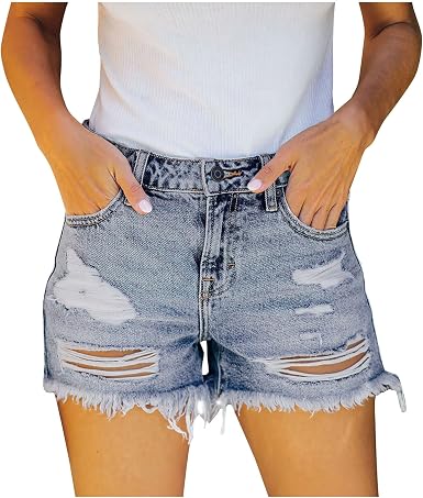 Denim Shorts for Women Plus Size Ripped 