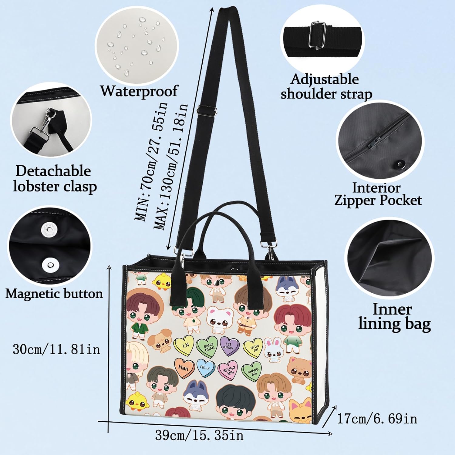 LEVLO Korean Group Stay Cosmetic Makeup Bag Korean Group Fans Gift Korean Group Cartoon Member Makeup Zipper Pouch Bag (SK LT)