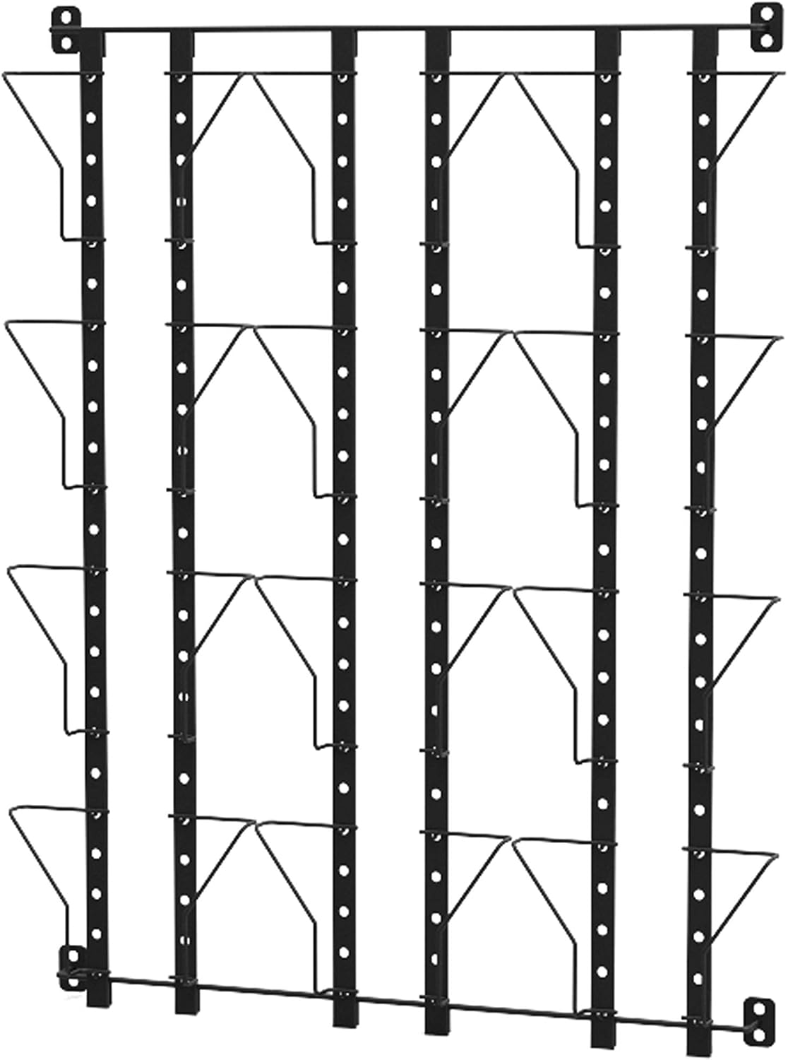 FixtureDisplays® Up to 6.25" Wide 12-Pocket Adjustable Display Rack, Wall Mounted Greeting Post Card Christmas Holiday Card Holders 11608-BLACK-TRIPLE-NF