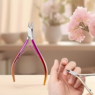 Glossy Finish Cuticle Nipper & Nail Tools - Fine-Coated Trimmer, Double Buckle Cutter with Comfort Grip - Cuticle Remover & Clipper (Rose 1-PACK)