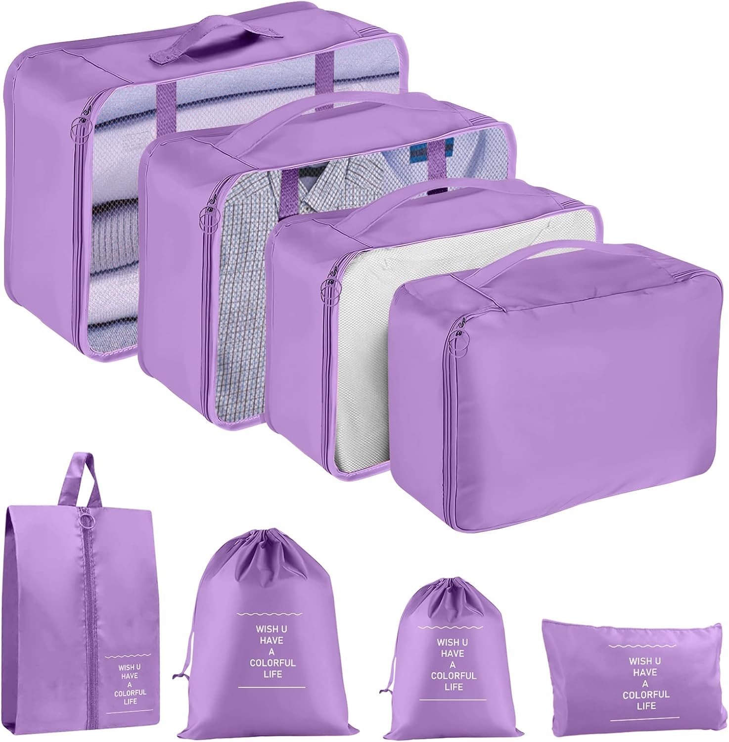 8-Pack Travel Packing Cubes – Durable Luggage Organizers for Families