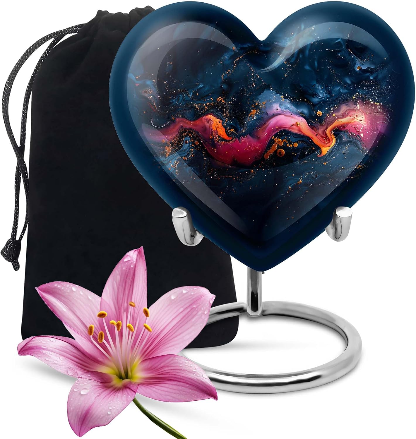 Celestial Breeze Memorial Keepsake Urn - Heart Shaped, 10 Inch, Blue, Funeral & Pet Urn for Ashes