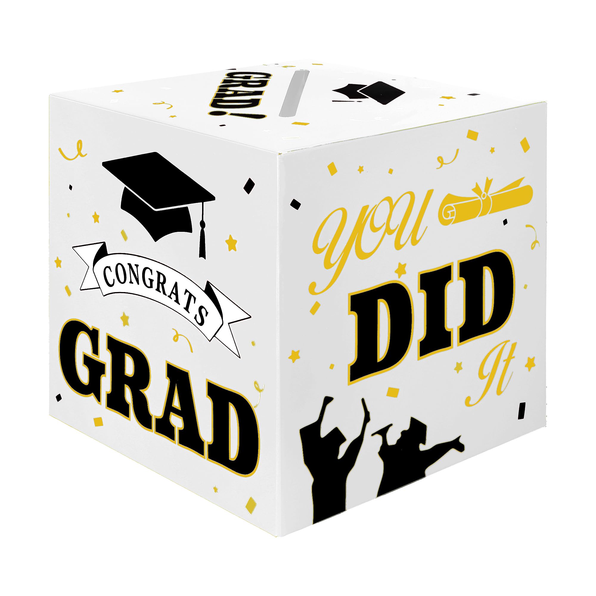 Graduation Card Box, Graduation Party Decorations 2026, Graduation Box, Graduation Card Holder, Foldable Cardboard Congrats Grad Card Gift Box for Graduation Party Supplies Party Favors White
