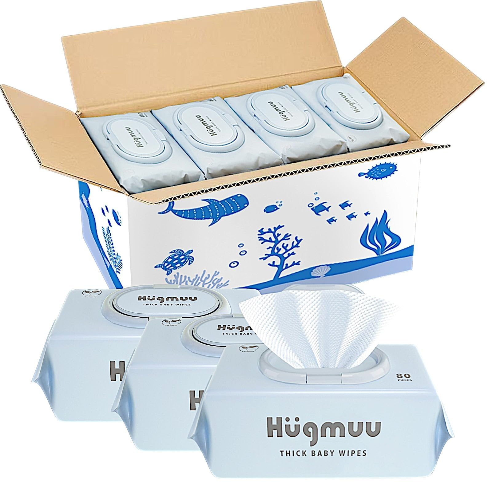 Hugmuu (ハグムー) おしりふき 厚手 おしり拭き 大判 蓋付き お尻拭き…