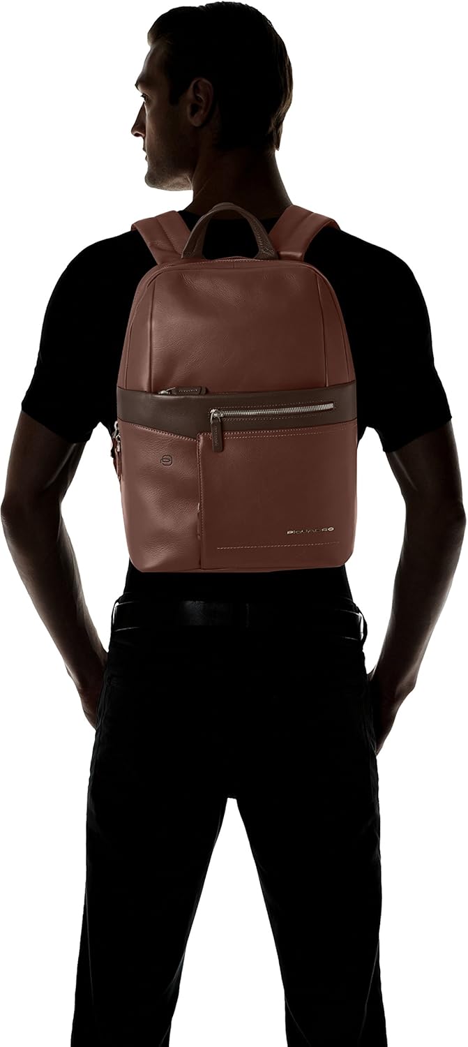 Piquadro Unisex Cary Unisex Leather Dark Brown Backpack Brown