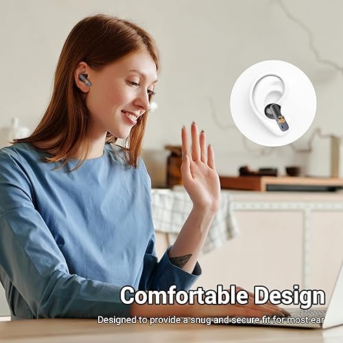 Miniatura 7 de Auriculares inalámbricos Bluetooth 5.3 con estuche de carga, auriculares ligeros con micrófono para teléfonos celulares AndroidiOS, auriculares