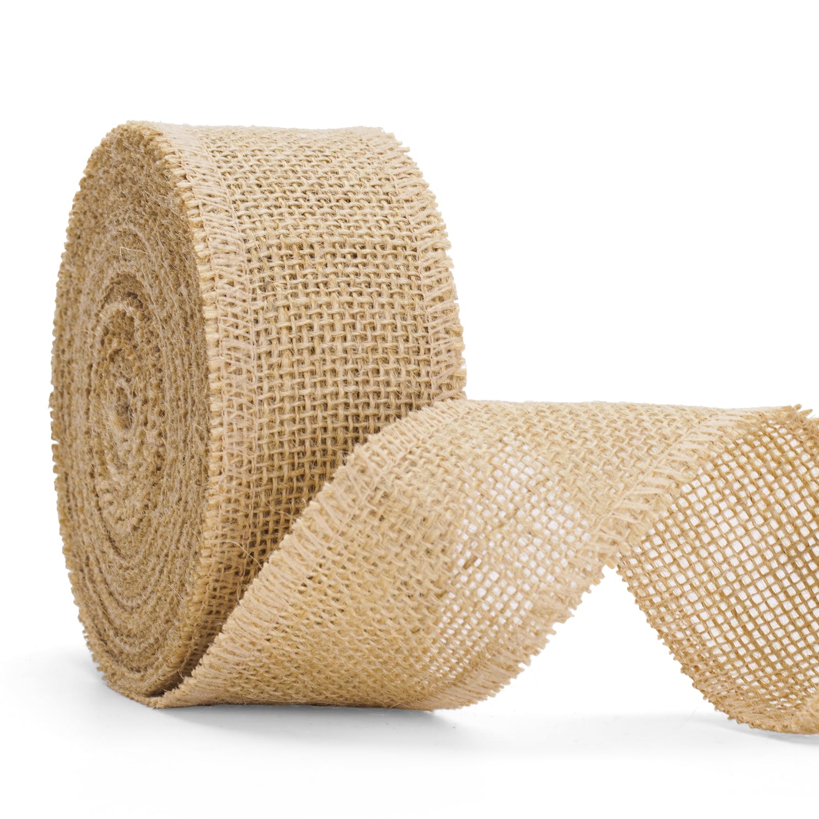 jijAcraft 5CM Wide Hessian Ribbon, 10M Natural Burlap Roll, Thick Brown Jute Ribbon for Gift Wrapping, Crafts, Bows, Florist, Rustic Wedding, Christmas Decorations — image 1