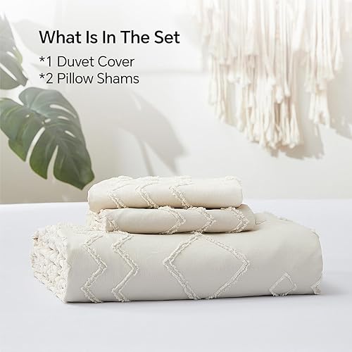 Miniatura 7 de ChiXpace Funda de edredón bohemia tamaño Queen, juego de cama texturizado para todas las estaciones, funda de edredón copetuda con cierre de