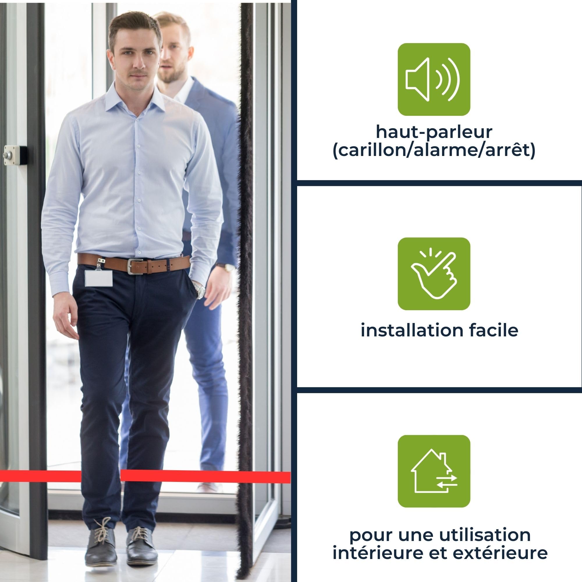 Velleman Barrière IR Filaire, portée de 7 m, IP44, détecteur d’entrée Infrarouge avec Alimentation 12 V, Haut-Parleur d’Alarme réglable et Technologie photoélectrique pour Le contrôle d’accès et la