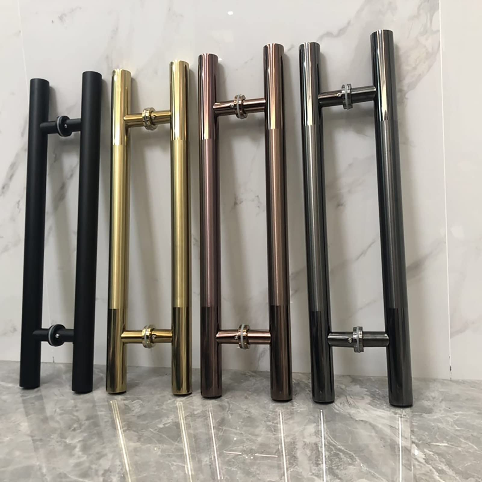 Manija de puerta de granero en forma de H, de acero inoxidable para puertas correderas y sólidas, acabado negro mate